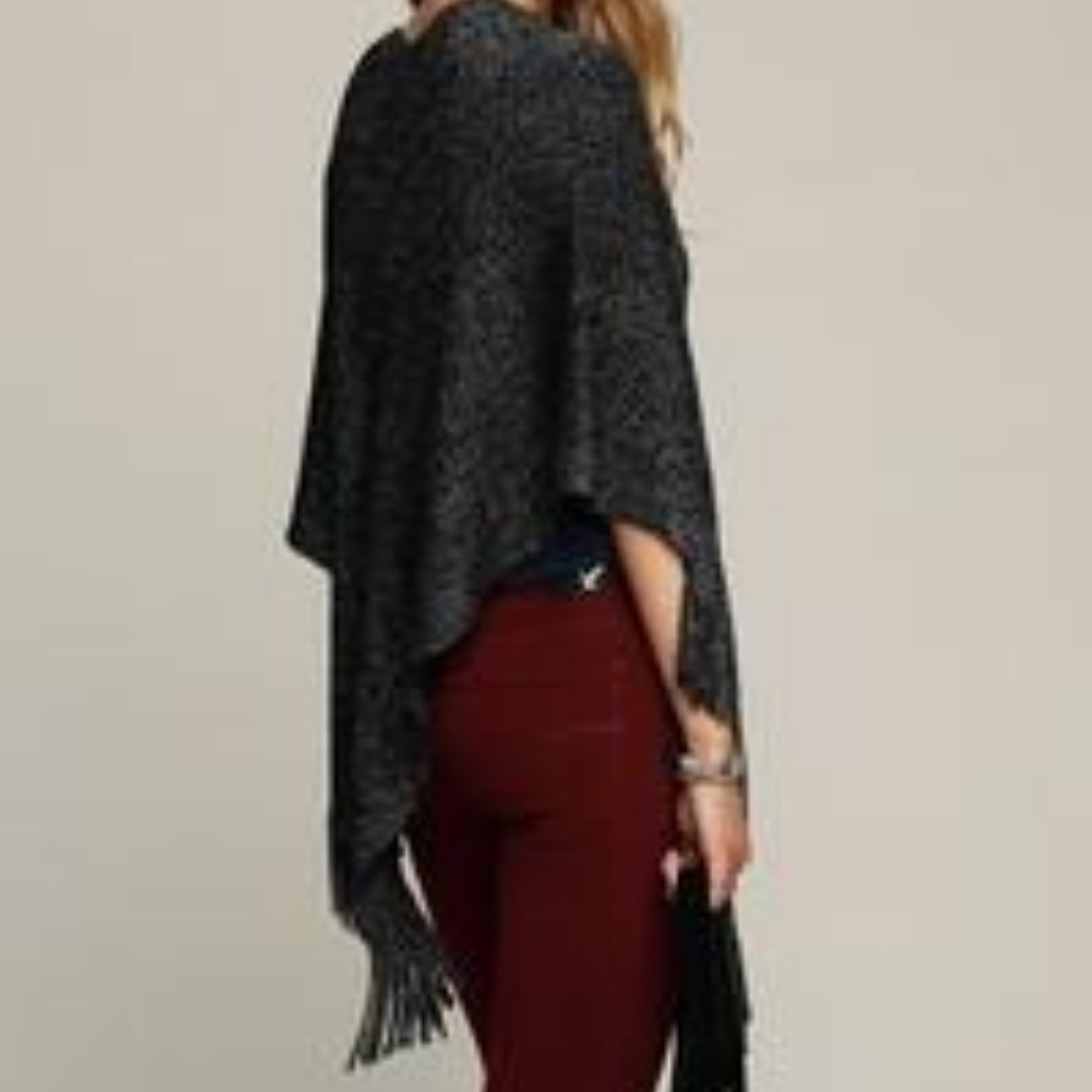 GRAY PONCHO SWEATER womens fall winter comfy - Picture 3 of 3